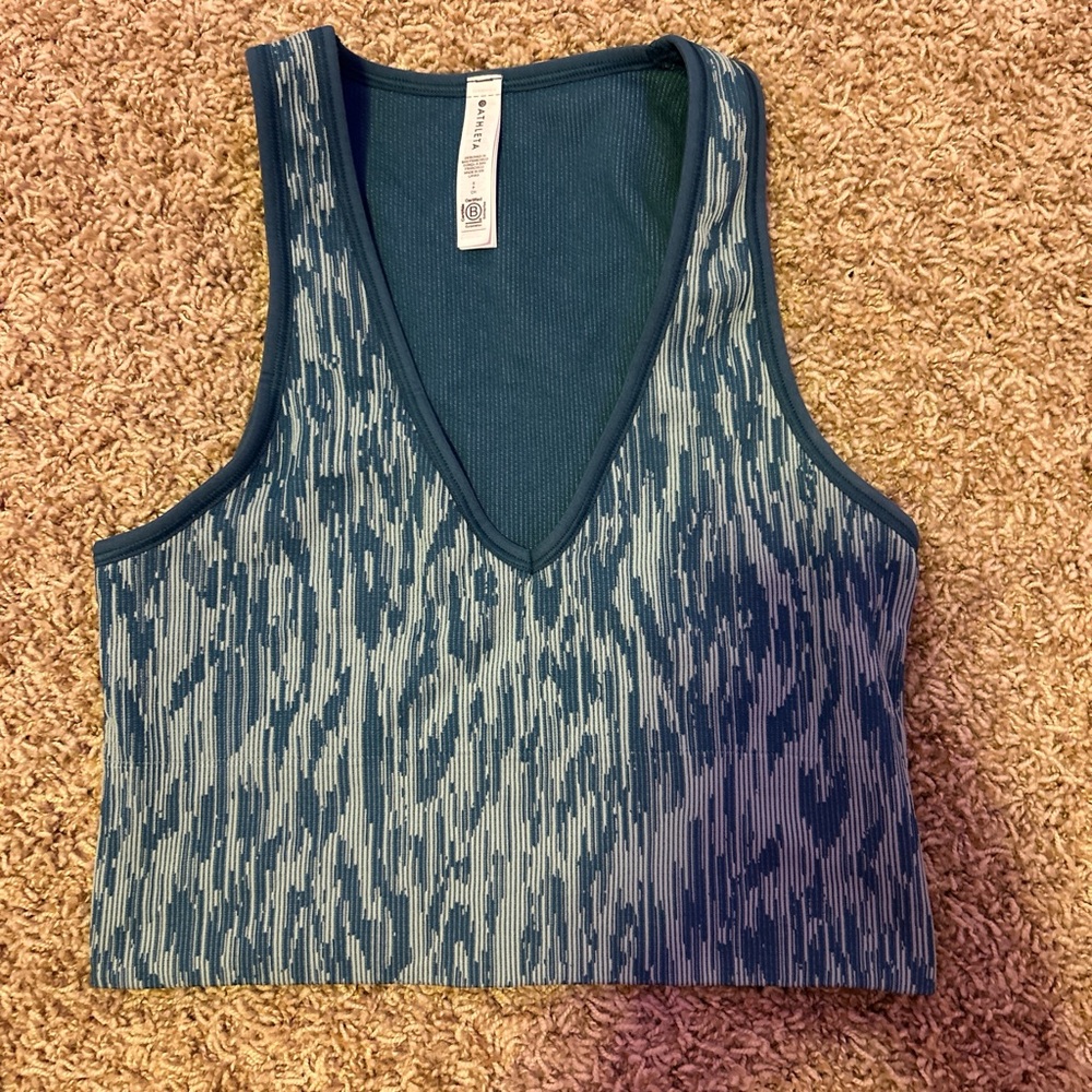Athleta Blue Patterned Tank Top